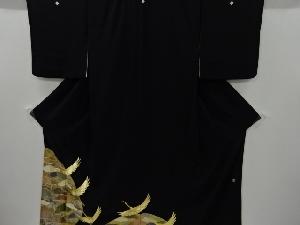 リサイクル　作家物　群鶴に松模様刺繍留袖(比翼付き)